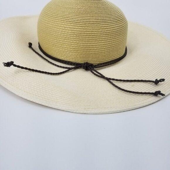 Floppy Wide Brim Sun Hat Braided Cottage Coastal Boho Beach Resort Summer 3 - Picture 2 of 9